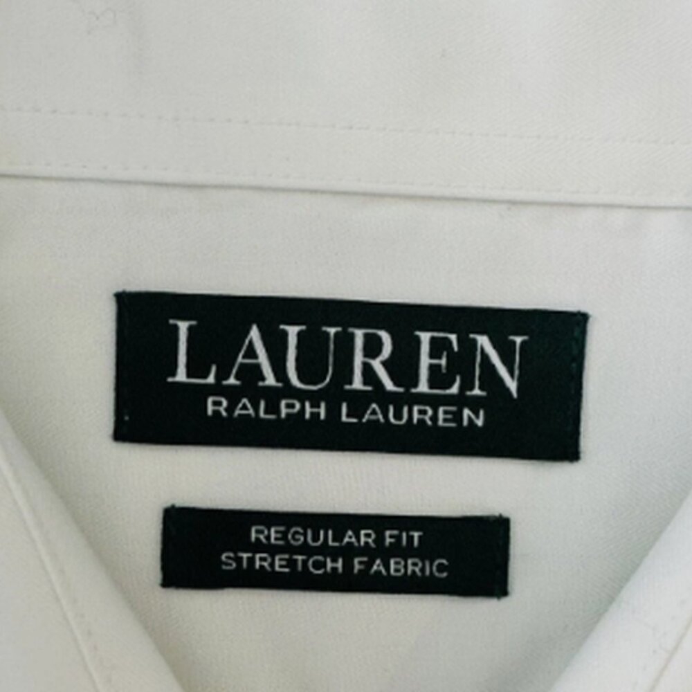 Ralph Lauren Men's Regular-Fit White Stretch Dress Shirt Size XL 17 32/33 - Picture 5 of 5